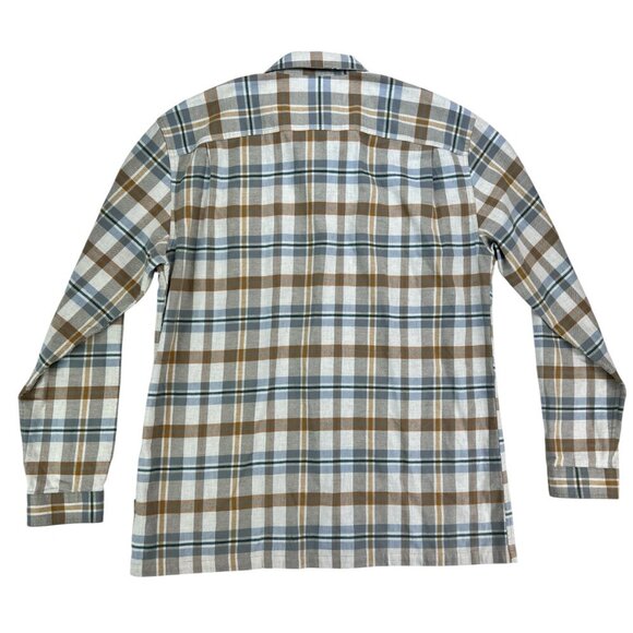 Men's Patagonia 100% Organic Cotton Flannel Button Up Brown/White/Blue Size XL - Picture 2 of 15
